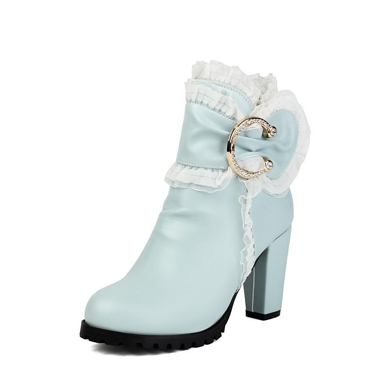 Women's High-heeled Short Boots Autumn and Winter New Waterproof Table Thick-heeled Large-size Roman Short Boots