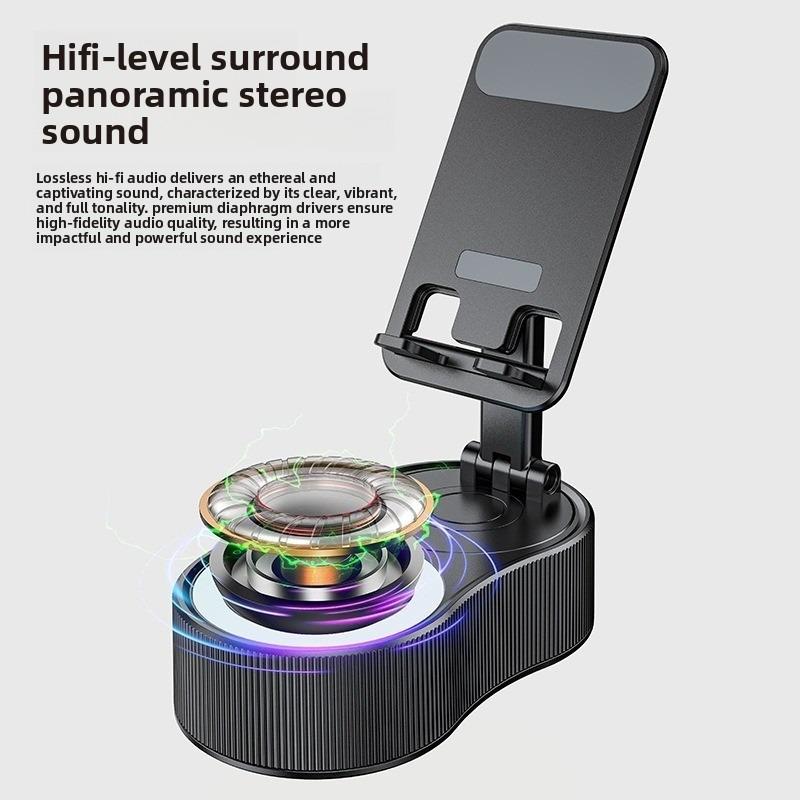 360 Rotary with Lifting Mobile Phone Holder Power Bank Bluetooth Speaker Mini Portable Ambient Light Audio