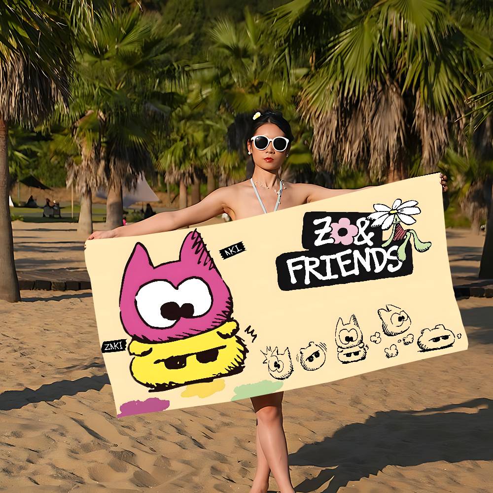Fashion Z-Zoas Cat Microfiber Printed Beach Towel Mountain Climbing Yoga Beach Swimming Running Absorbent Soft Towel