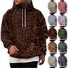 Men's Retro Leopard Print Hoodie with Single Pocket for Casual Everyday Wear