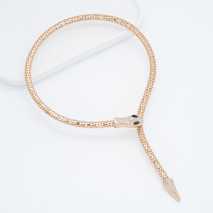 Персонализированная ретро змеиная кость цепь, сплав змеиный точка бриллиант магнитный панк ожерелье, длинное ожерелье.