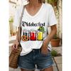 Summer Fashion Vintage Stripes 3D Personality Printed T-shirt Women's Loose Comfortable Soft Breathable V-neck Short Sleeved T-shirt