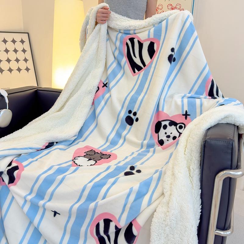 Pink Letter Thickened Throw Blanket Girl Woman Children's Bedroom Warm Soft Sleeping Blanket Queen Fashion Black Bow Blankets