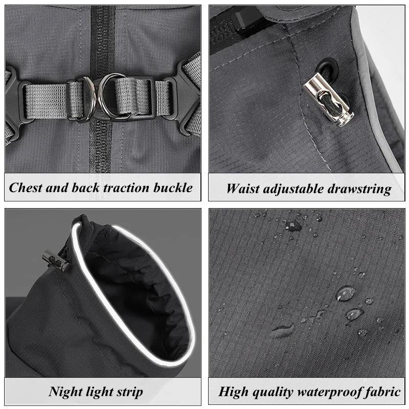 Dog Raincoat with Harness Waterproof Jacket for Small Dogs Adjustable Reflective Dog Rain Overalls Four Legged Raincoat Pet Rain 5