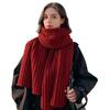 Women Scarf Thickened Warm Solid Color Scarf Autumn Winter Versatile Comfortable Knitting Long Scarf Fashion Accessory