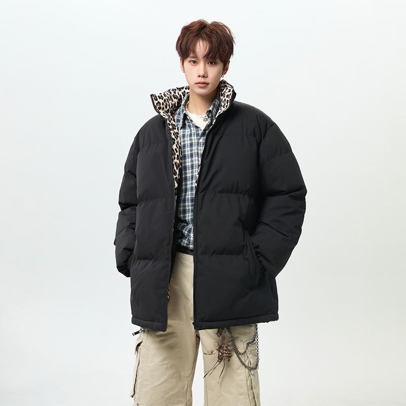 Mens Winter Cotton Coat Unisex Stand Collar Thick Warm Casual Short Jacket