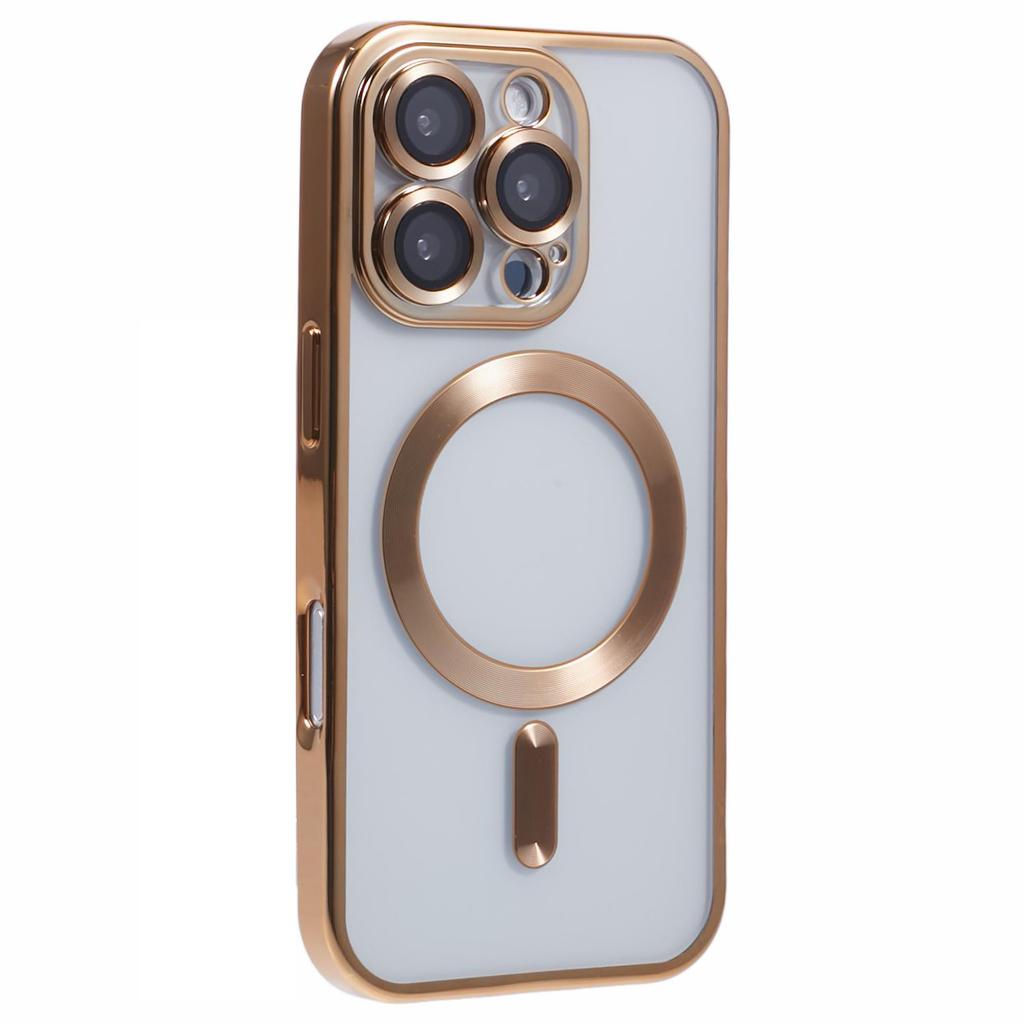 For iPhone 16 Pro Magnetic Case Soft TPU Electroplating Phone Cover with Lens Film