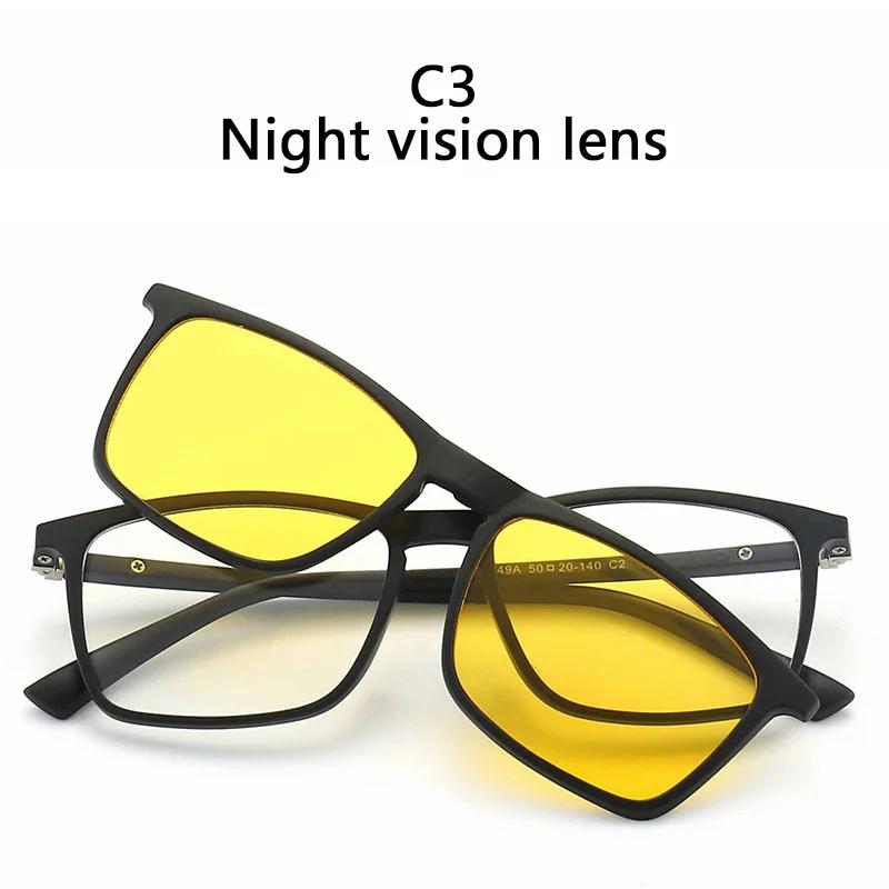 5Pcs Magnetic Polarized Clip On Sunglasses Women Men Plastic Frame For Night Driving Sunglasses Uv400