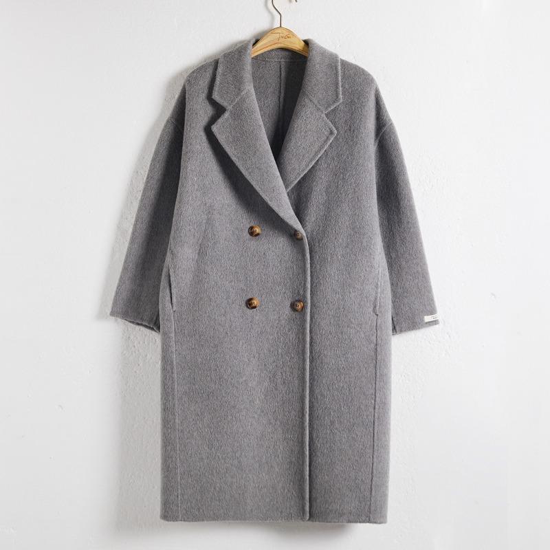 Wool Coat Women's Double-breasted College Style Coat Cashmere Premium Feeling Tweed Jacket Autumn and Winter