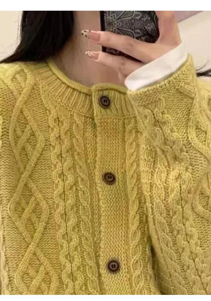 Women's European Style Heavy Knit Lamb Wool Cardigan - Thick Coarse Yarn Cashmere Sweater Coat for Autumn and Winter 2025