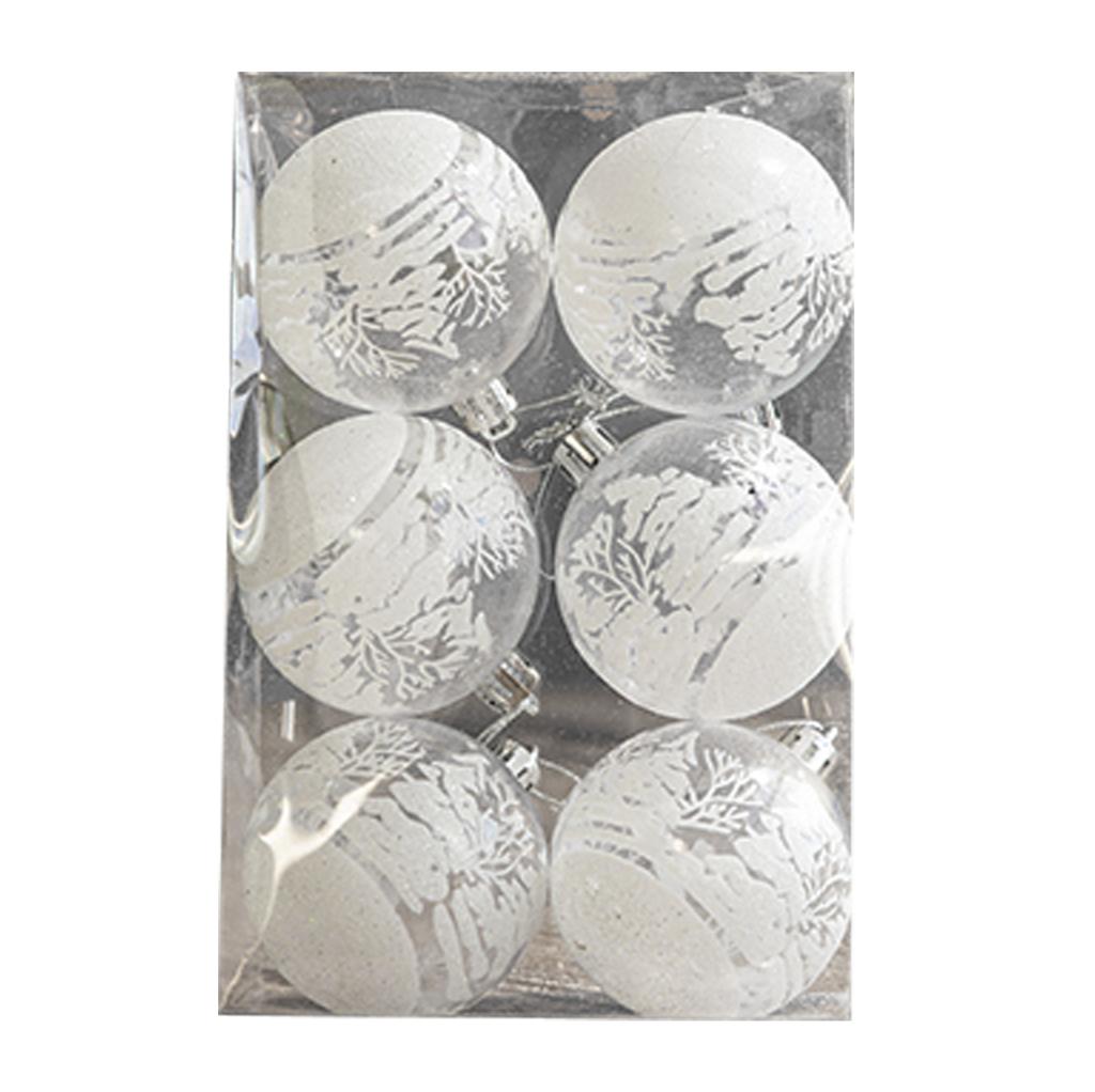 6 Pcs Xmas Ball Ornaments Set Snow Scene Shatterproof Transparent Acrylic Clear Xmas Balls Hanging