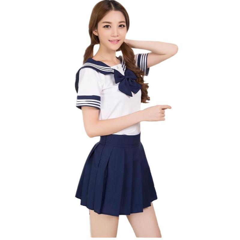 

Школьная форма для студенток, комплект, юбка JK, матроска, костюм для взрослых на Хэллоуин, косплей M синий