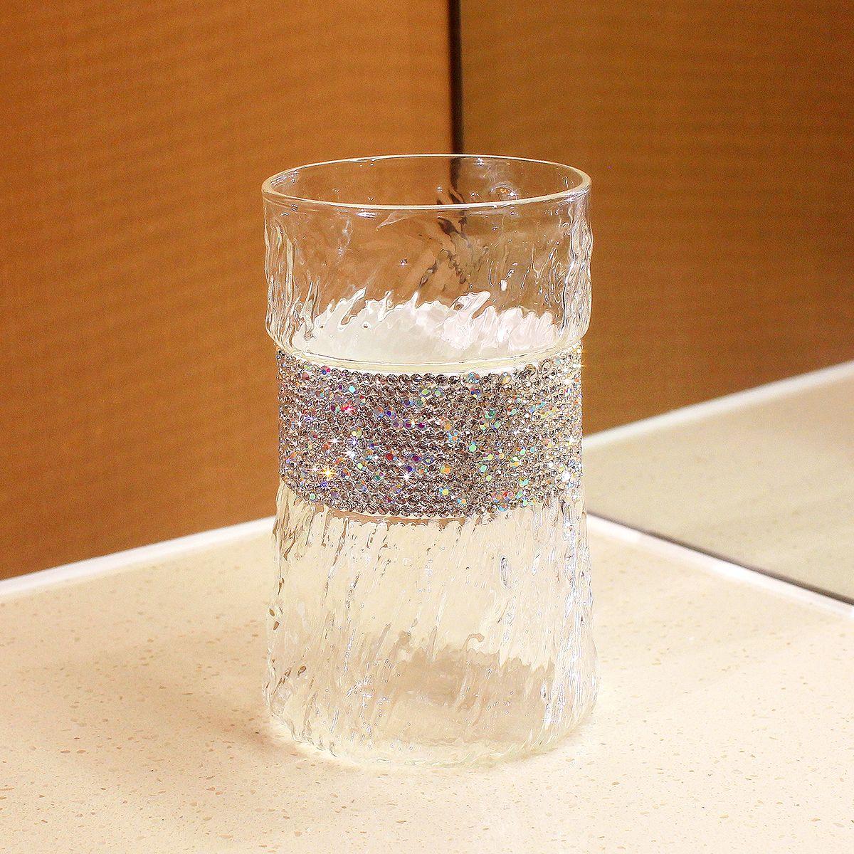 410ml Bling Diamond Glass Cup Wine Coffee Drinking Glassware Whiskey Beer Cocktail Coffee Milk Glasses Bar Tool Fruit Glass 410ML белый