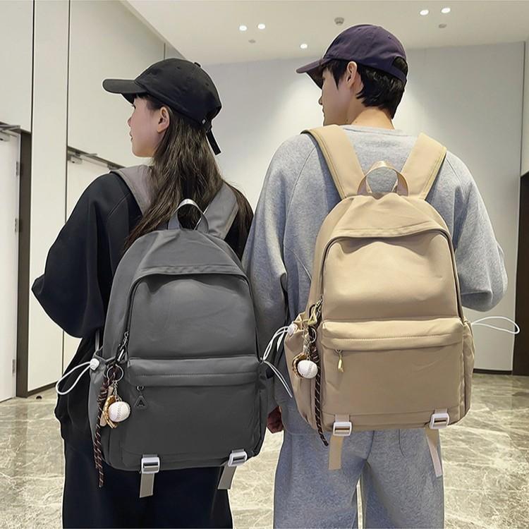New Solid Color Schoolbag Female Simple Joker Leisure Travel Backpack Large Capacity Junior High School Students Shoulders.