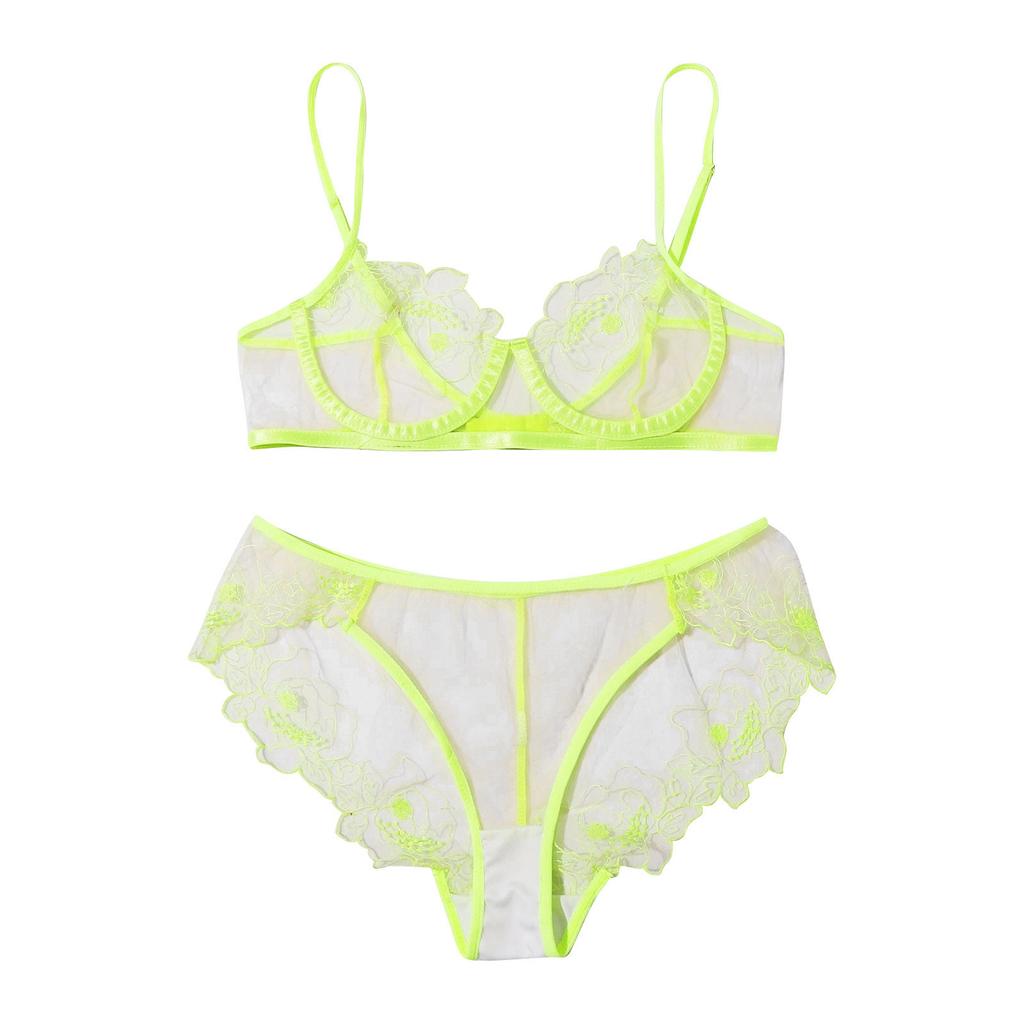 European and American love underwear new hollow love three-point love suit