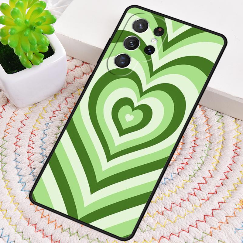 green Heart Circle Silicone Phone Case For Samsung Galaxy note 10 pro S26 S25 S24 S23 S22 S21 Plus S25Ultra Capa Cover