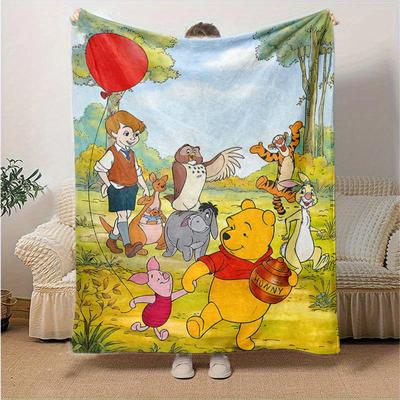 1pc, Winnie the Pooh and Friends Throw Blanket Soft Blanket Perfect Gift for Fans of Classic Bedroom, Living Room, Travel, Camping, Car Use
