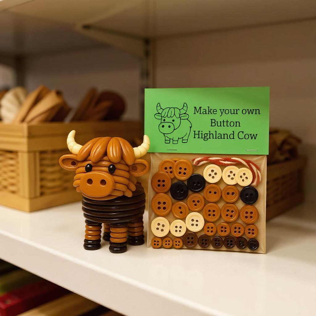 3D Animals Button Decor Handmade Button Highland Cow Decoration Kit Festive Atmosphere Props For Garden Patio Porch Indoor