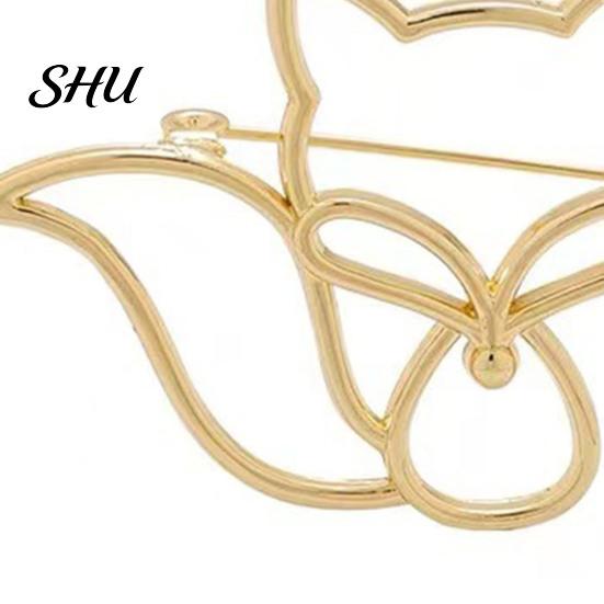 Hat Decoration Pin Women Brooch Hollow Fox Decor Stainless Exquisite Anti-slip Wear-resistant Coat Collar Scarf Clothes Garment Jewelry
