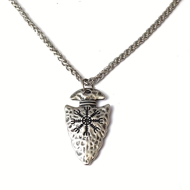 Vintage Viking spear rune pendant necklace, a unisex Nordic-style accessory, made of zinc alloy.