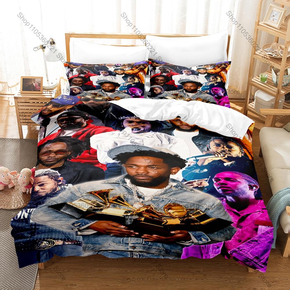 Cool Kendrick Lamar Jazz Funk West Coast Hip Hop Retro Street Culture Themed 3PCS Bedding 1 Duvet Cover + 2 Pillowcases All Seas