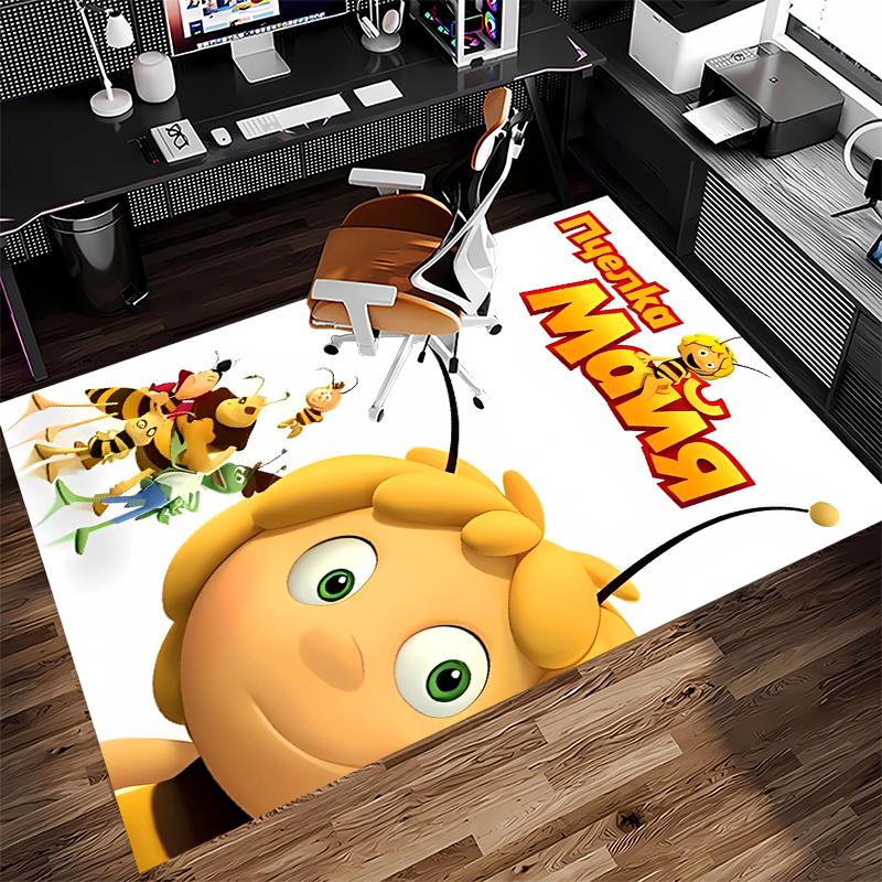 1pc Maya the bee Print Area Rug - Soft,Washable Non-Slip Indoor Mat for Office Chairs,Living Room,Home Office Decorative Rug