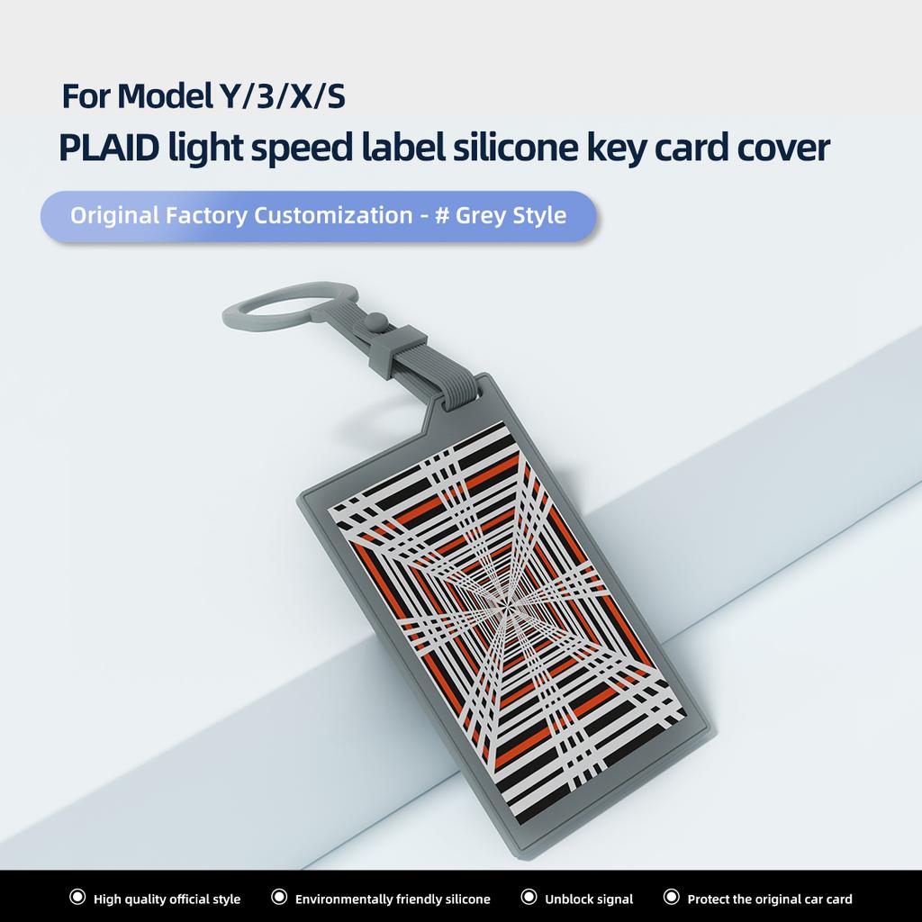 Schlüsselkartenhalter für Tesla Model 3 Y X S Autoschlüsselkarten-Schutzhülle PLAID Lichtgeschwindigkeit-Etikett Silikon