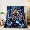 A Group of Warriors Wielding Weapons Amidst a Dramatic, Snowy Backdrop. for All Seasons Blanket Lunch Break Throw Gift