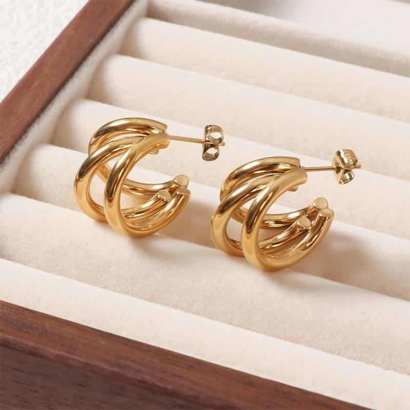 

INS Style Niche Fashion Серьги из нержавеющей стали, трехсекционные серьги, персонализированные высококачественные серьги для женщин