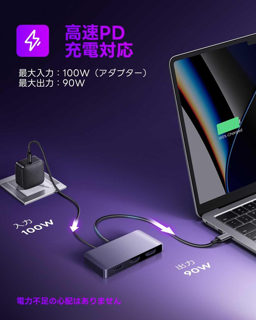 avedio links USB C to HDMI conversion HDMI supports extended mode 100W PD charging for OS adapter, 4K@60Hz splitter, (MST/ABCD), port, 4-screen