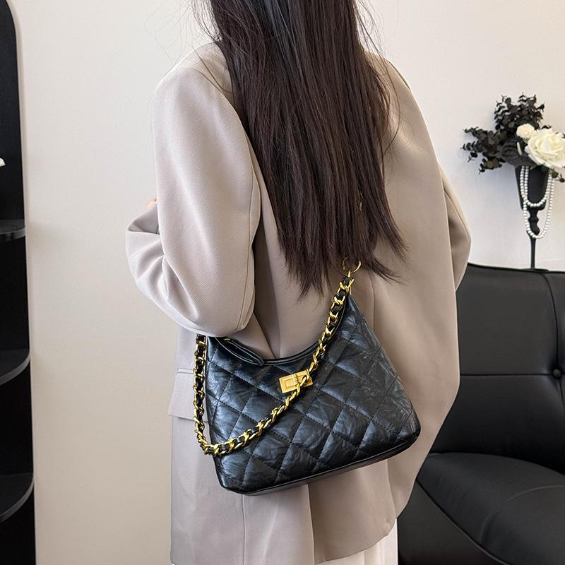 

Niche Women s 2025 All-Season Large Versatile Crossbody Diamond Quilted Chain Shoulder Bag Single Bag чёрный