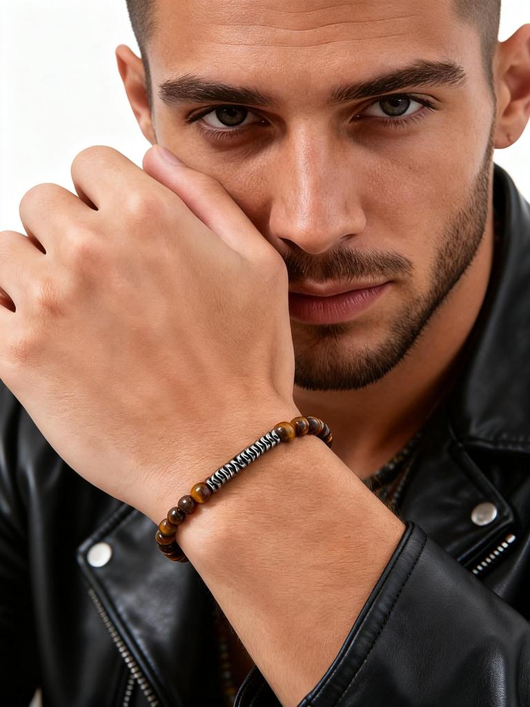 4mm Bead Bracelet for Men Boys,Irregular Hematite Stone Meditation Yoga Rosary Braclet,Ethnic Bohemian Jewelry Gift