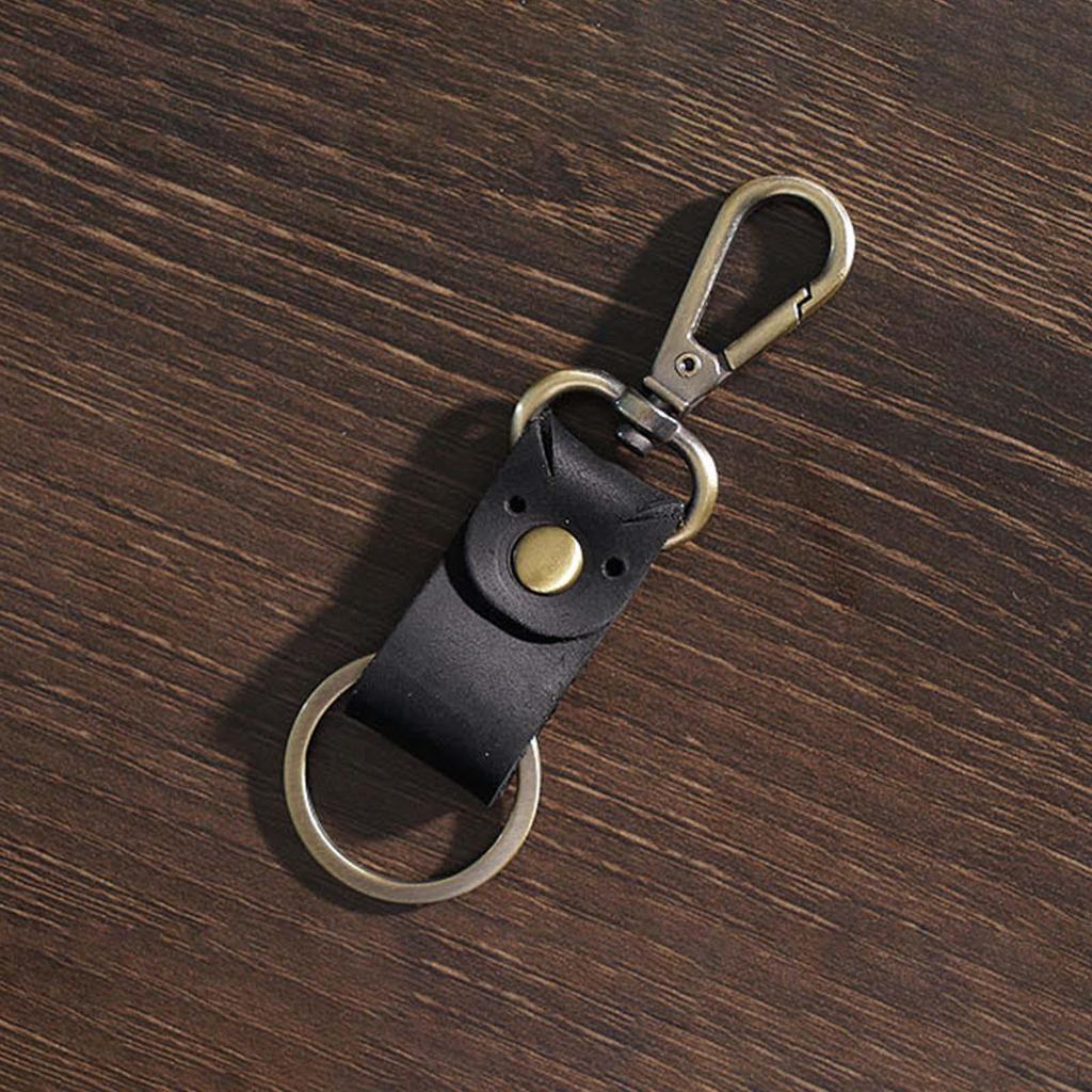 Fashion Leather Keychain, Unisex Key Chain Holder, Business Metal Ring with Belt Loop, Keyring
