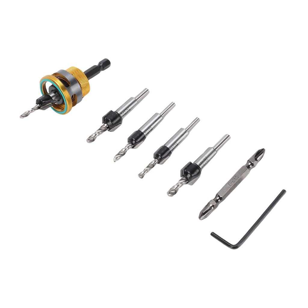 Countersink Drill Bit Kit 6.5mm Hex Shank Adjustable Counter Sink Drill Bit with Depth Stop