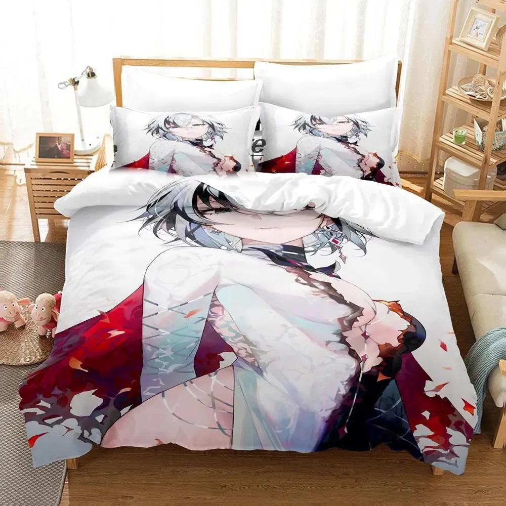 Anime Genshin Impact Arlecchino Bedding Set Duvet Cover Bed Set Quilt Cover Pillowcase Comforter king Queen Size Boys Adult