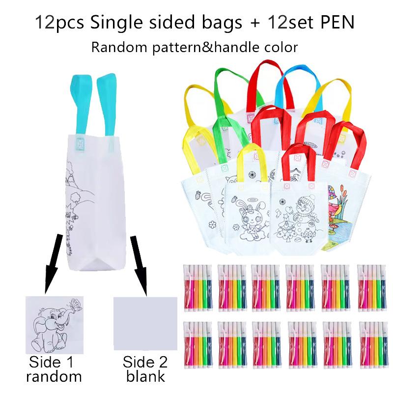 Storage Bag Non-woven Bag with Marker Environment Protection Handbag Cartoon Pattern Party Favors Festival Gift Portable TMZ