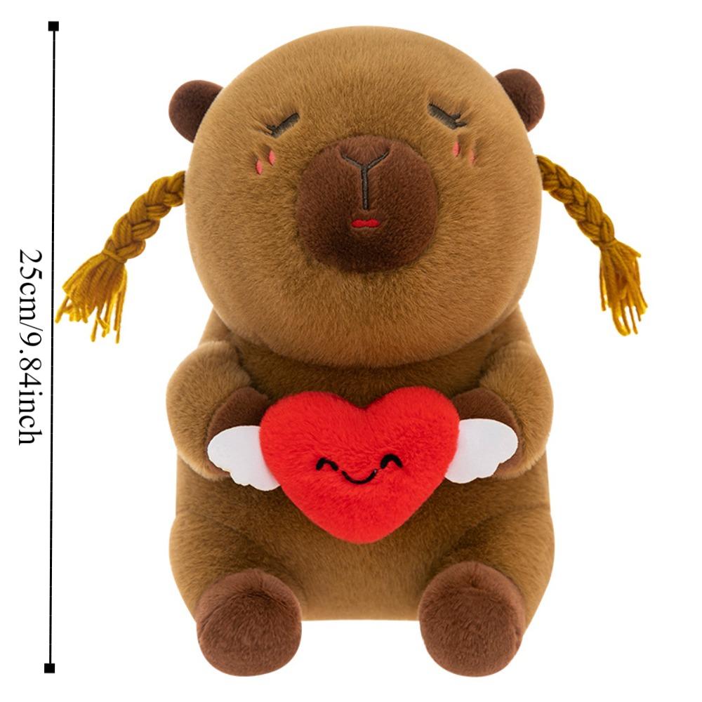 Braided Capybara Plush Toy Love Heart Capybara Stuffed Doll Capybara Cotton Doll  Children Gift