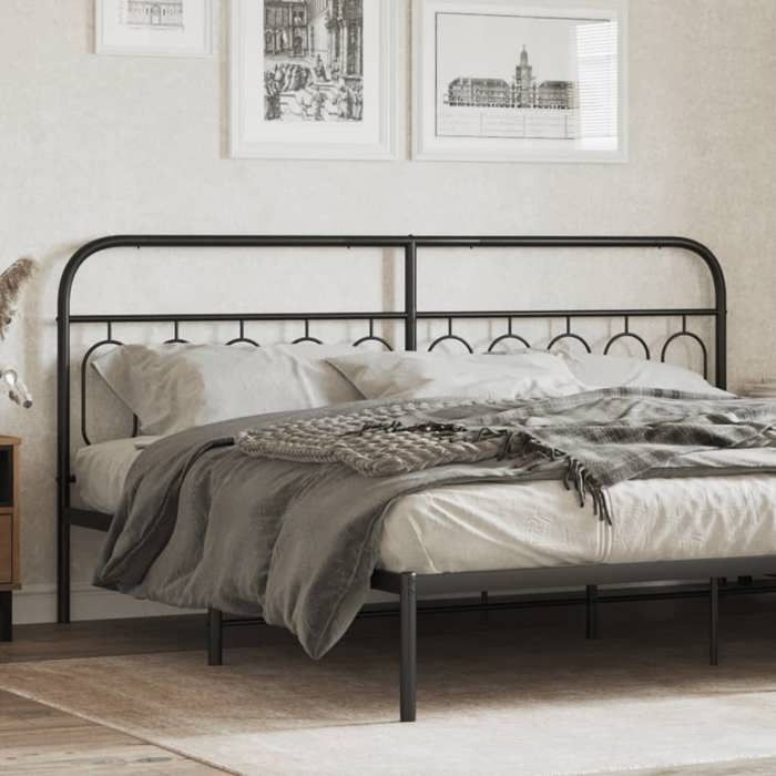 VidaXL Tête de lit métal noir 200 cm, tête de lit en métal, tête de lit noire,, tête de lit pour lit double 377155