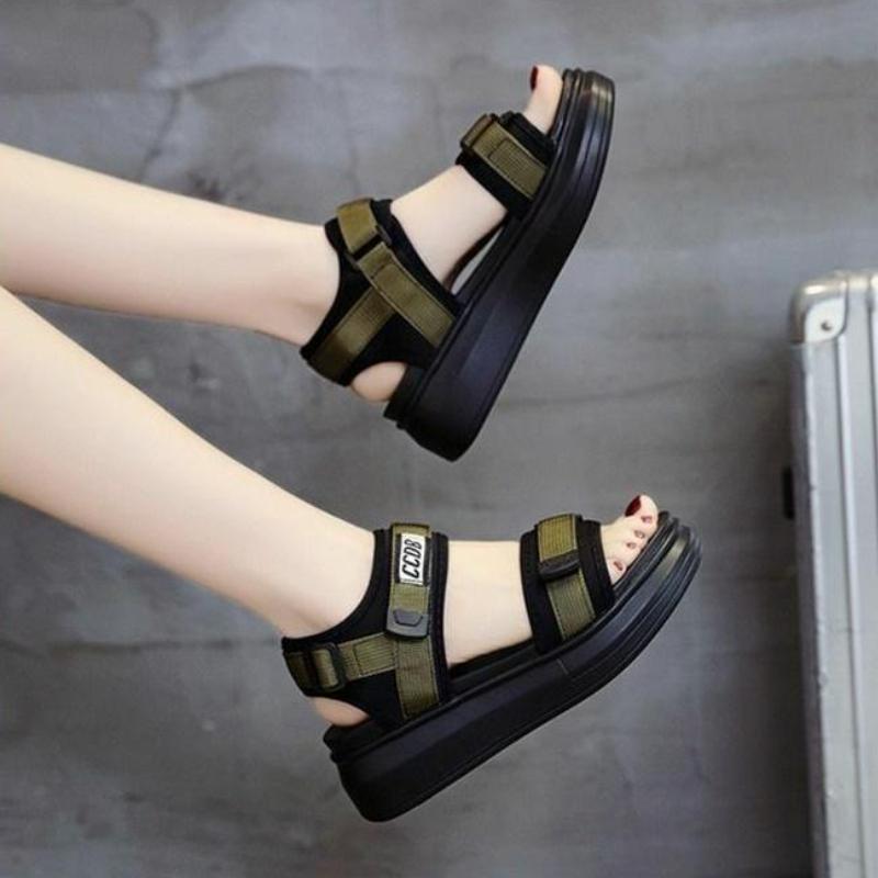Fashion Trendy Sports Sandals 2024 Summer New Versatile Breathable Thick Sole Slope Heel Beach Women's Sandals Zapatillas De Deporte
