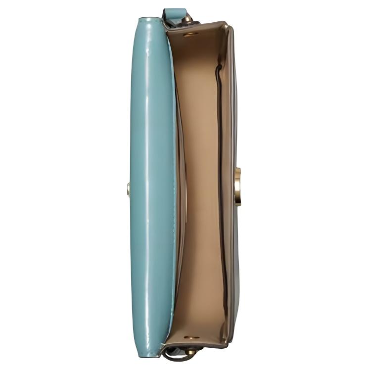 Tory Burch Robinson Adjustable Strap Leather Tofu Tote Handbag Medium Women handbags Dark-Green Turquoise 143122-404