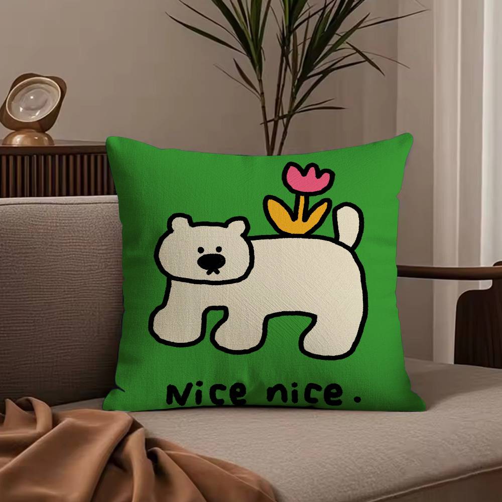 Custom Happy Dog Pillow Case Anti-dustmite Pillowcase Invisible zipper silky short plush Sofa cushion cover
