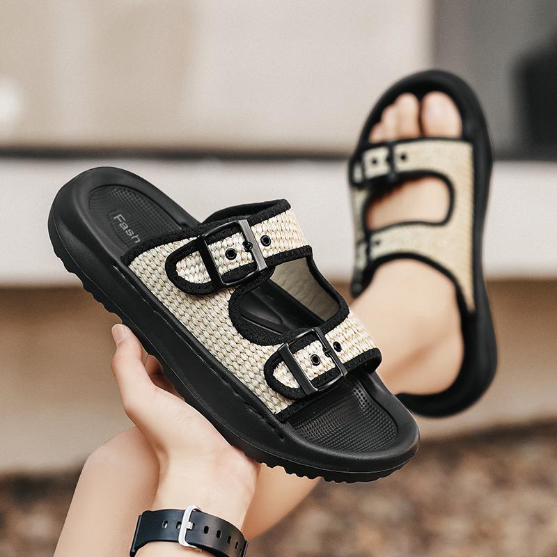 Fashion Comfortable Slip on Mens Half Drag Beach Cool Slippers Men's Office Flats Mesh Cloth Walking Shoes Non-Slip Casual Man Loafers