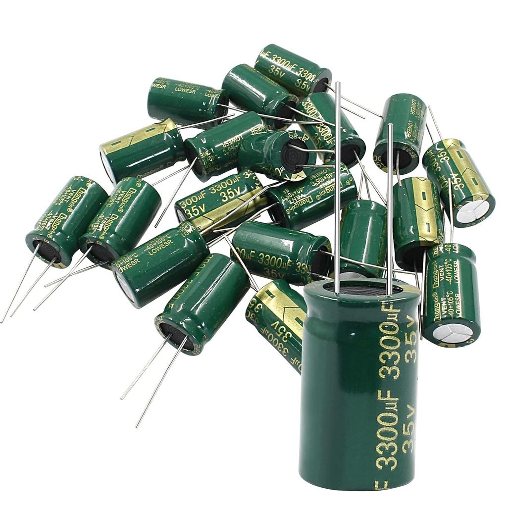 Murtenze 20Pcs 35V 3300UF Capacitor, 16X25mm Aluminum Radial Capacitor High Frequency Electrolytic Capacitors for TV, LCD Monitor