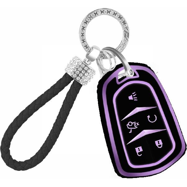 for VW Key Fob Cover with Keychain, Full Protection Key Fob Case Cover Fits for VW Volkswagen Jetta Beetle Tiguan Passat Polo Golf Car Accessories