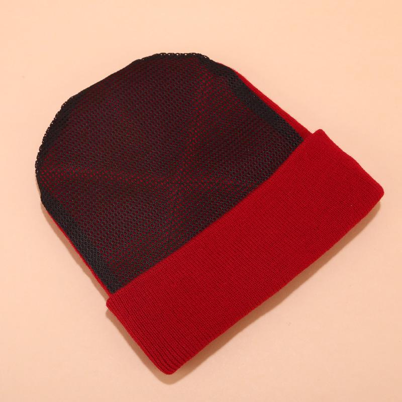 

Вязаная шапка мужская и женская трендовая bboy хип-хоп шапка плюс износостойкая сетчатая защита головы хип-хоп шапка осень и зима уличная мода теплая шапка M（56-58cm） бордовый