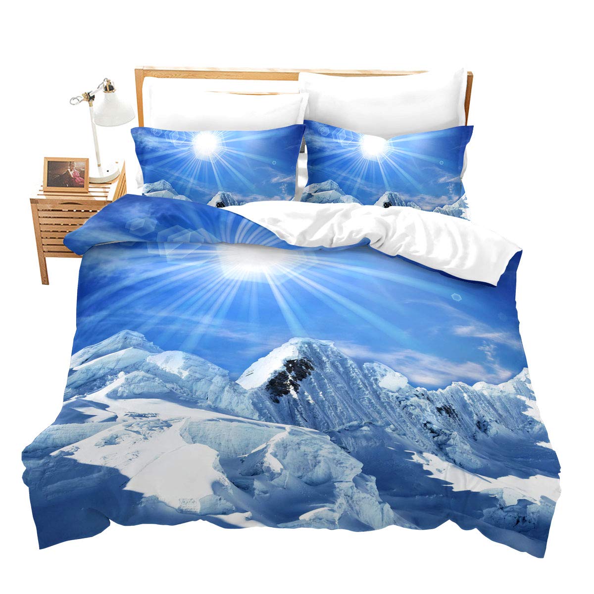 

Комплект пододеяльника Snow Mountain Iceberg Sunrise Sunset Постельное белье Микрофибра Зима Природный пейзаж Пододеяльник Односпальный Кинг-сайз EU single(135x200cm)