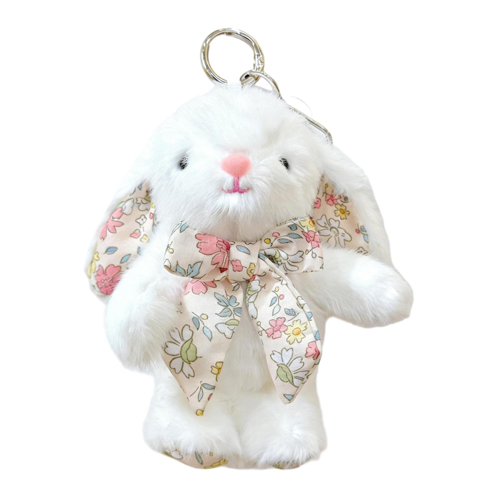 Soft Short PlushCharm (Floral Pattern) - Adorable Carabiner Bag Accessory белый