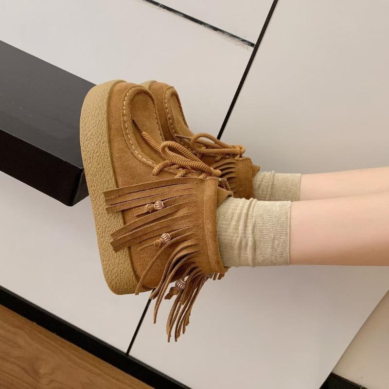 

Женские ботильоны с кисточками, осенние новинки, модные универсальные удобные повседневные ботинки Мартин на шнуровке с мягкой подошвой 35 верблюд