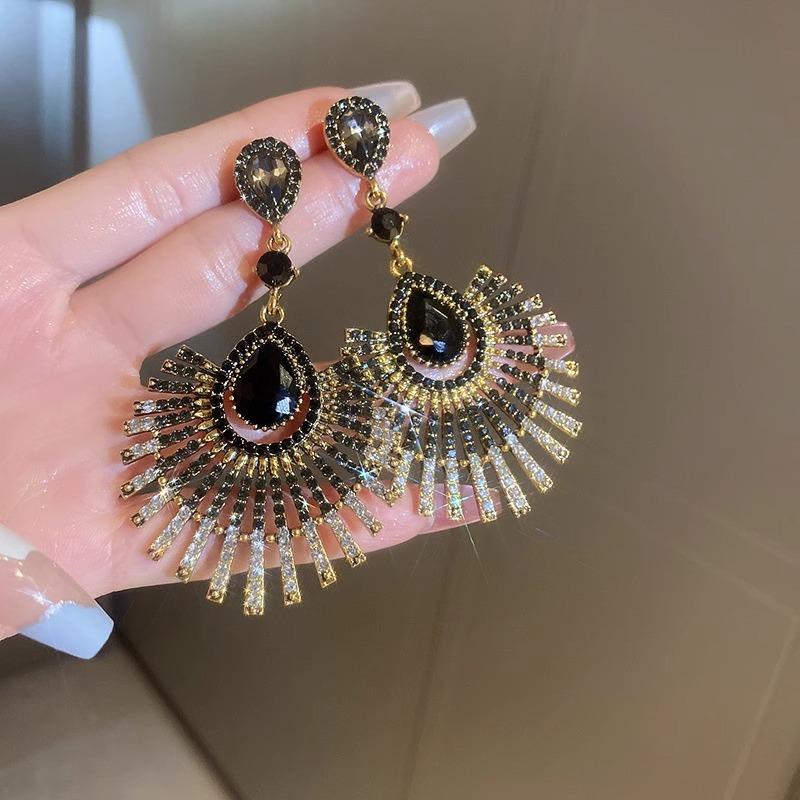 Diamond Drop Earrings Bohemian Long Fringed Earrings Niche Versatile Stud Earrings