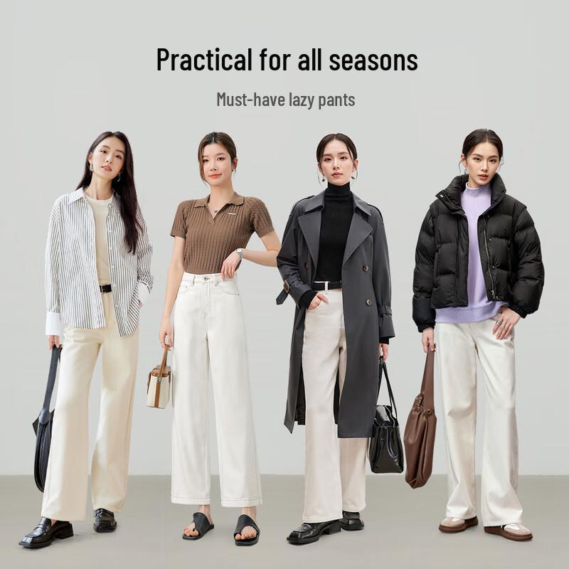 Shangdubila Women's High-Waist Micro-Flared Straight Leg Jeans